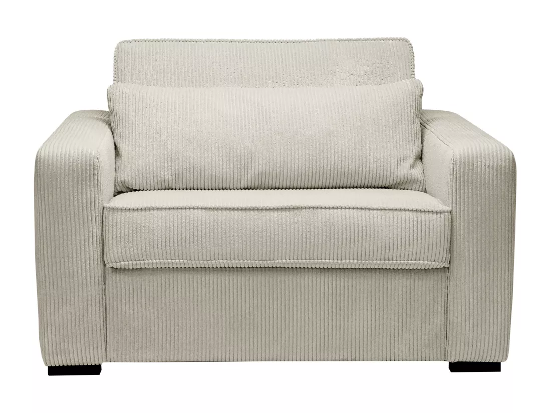 Fauteuil convertible express en velours côtelé beige - Couchage 70 cm - MONDOVI
