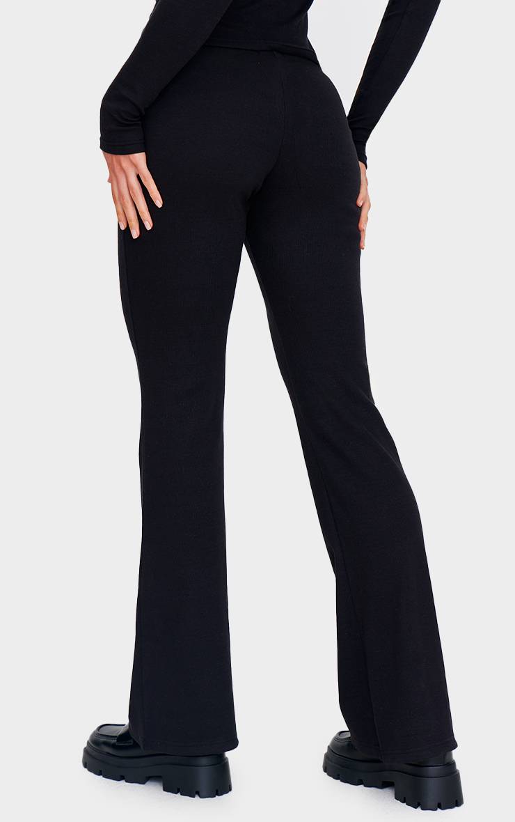 Noir Pantalon Évasé Côtelé À Cordon De Serrage Tall