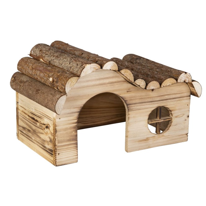 Nagerzubehör - Nagerhaus Natur mit geschungenem Dach - ca. 29 x 18 x 18 cm