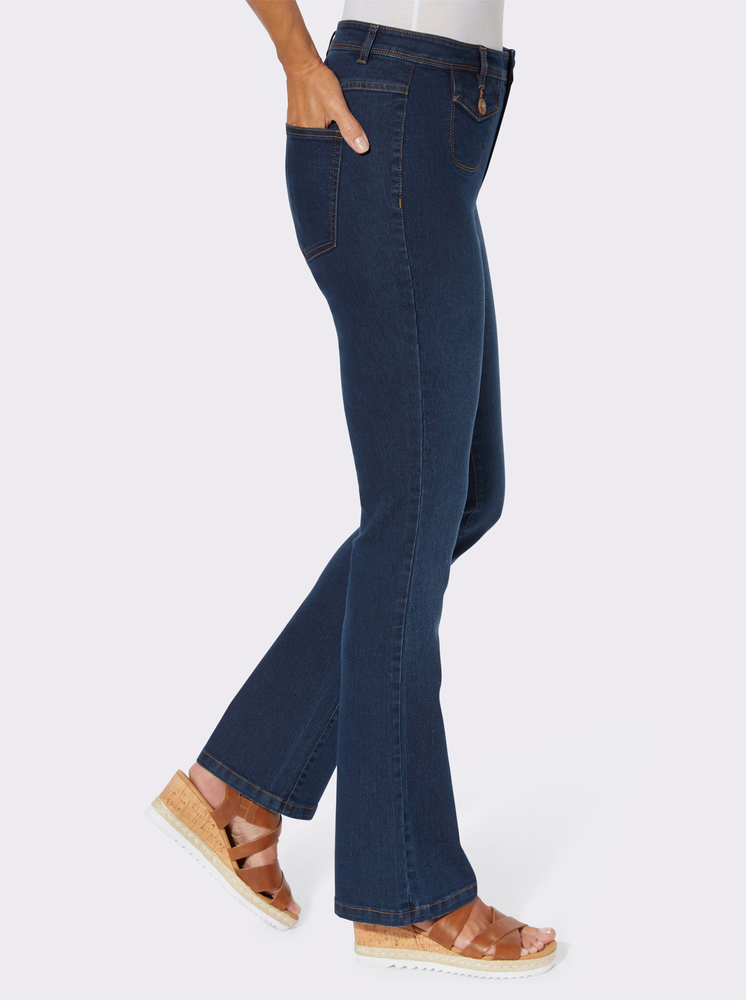 Bootcut-Jeans mit imitierten Pattentaschen