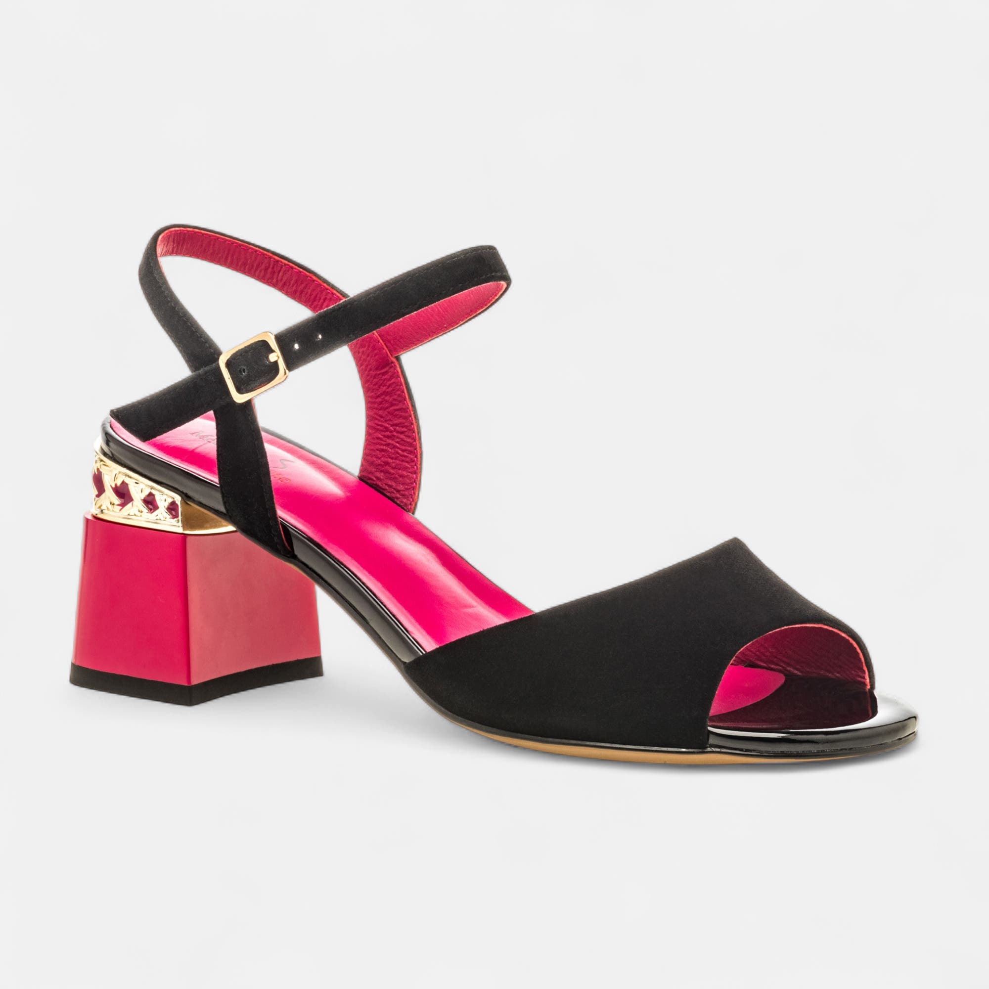 Nu-pieds à talon Femme en cuir noir