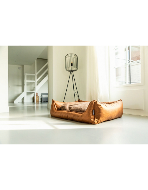 Maxxnobel Orthopedische Sofa Lederlook\/Teddy Cognac - Hondenbank