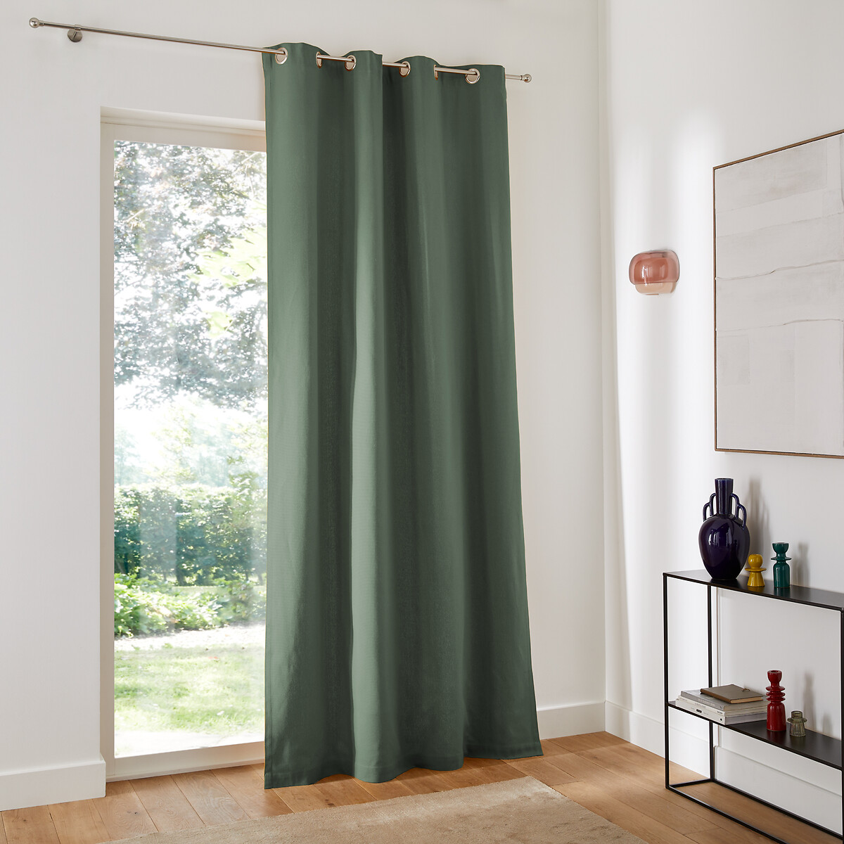 LA REDOUTE INTERIEURS<br>Cortina lisa com ilhós, feita de algodão tecido Panamá
