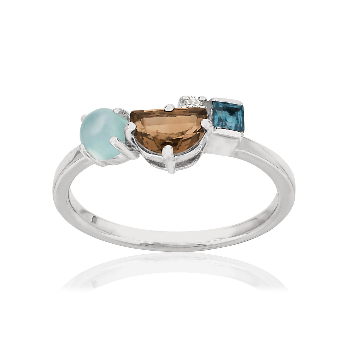 Bague MATY Or 375 blanc pierres fines