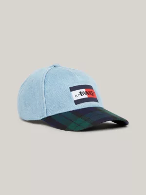 Boné de beisebol Tommy x Awake NY em jeans xadrez