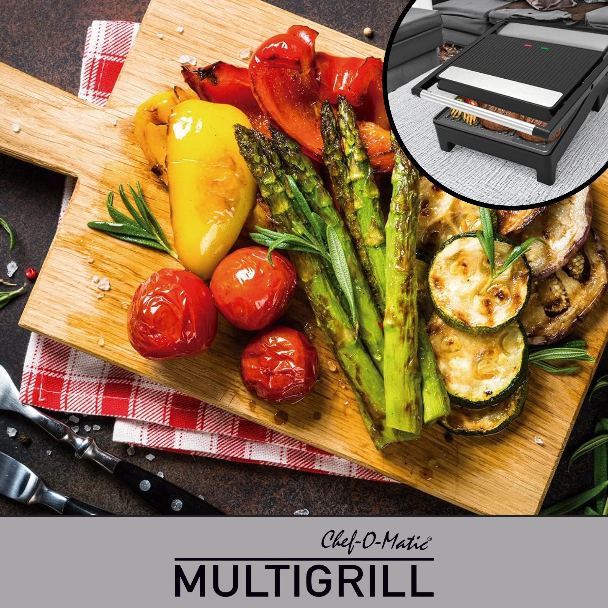 Best Direct® Kontaktgrill - Tischgrill, antihaftbeschichtet, klappbar Chef O Matic Multigrill