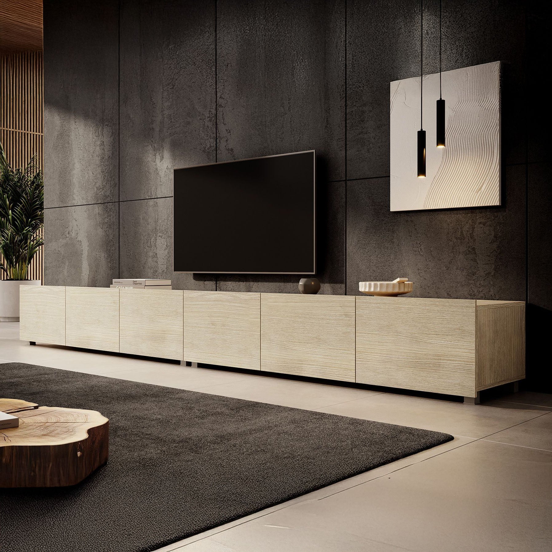 Calabas - TV-Meubel met 6 deuren - Eiken - 300x43x37 cm