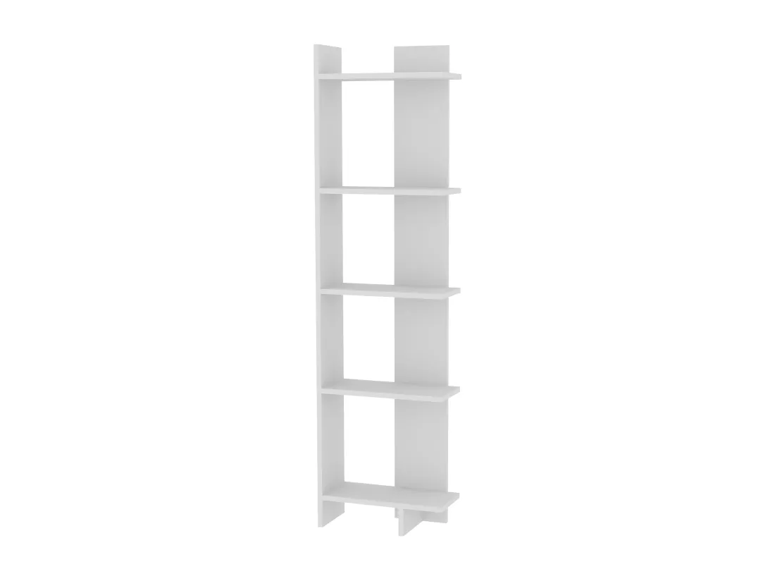 Bibliothèque d'angle 5-étagères Alice (Blanc)
