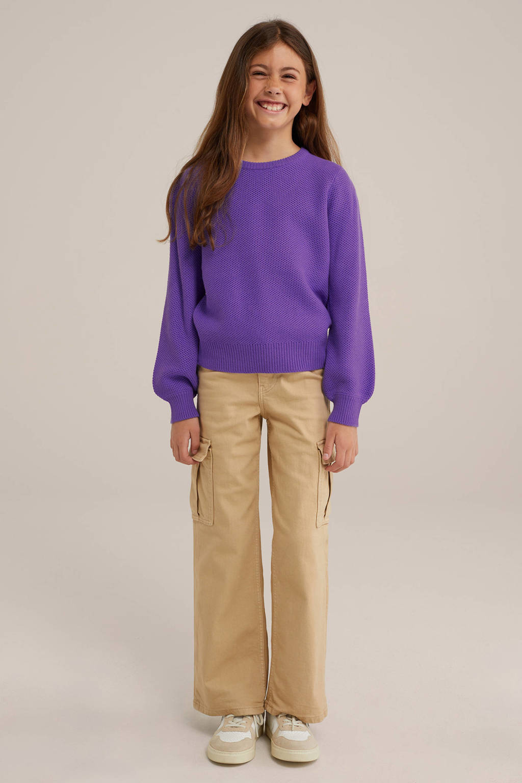 WE Fashion gebreide trui paars
