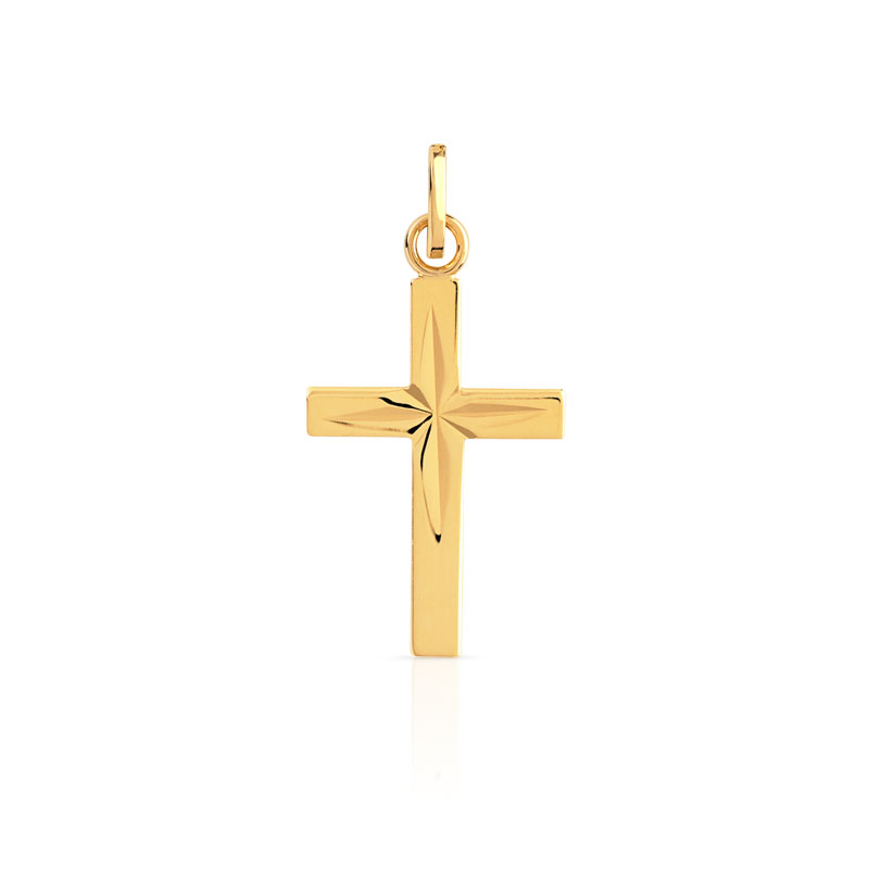 Pendentif croix or 375 jaune diamanté