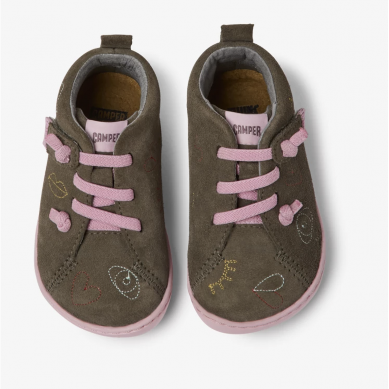 Camper Camper Peu Twins Sella gris kaki et rose