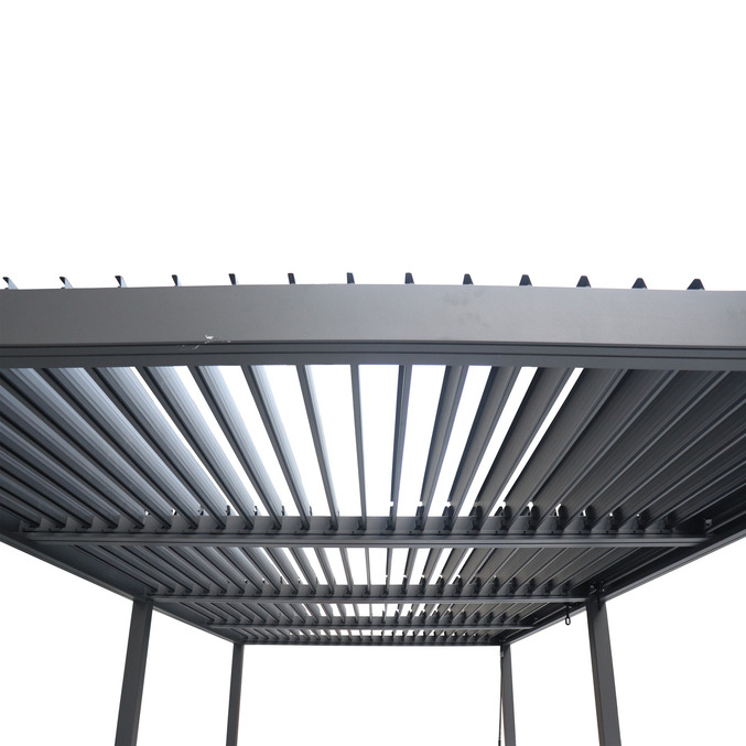 Ensemble pergola bioclimatique EVONIS avec 4 stores côtés longs