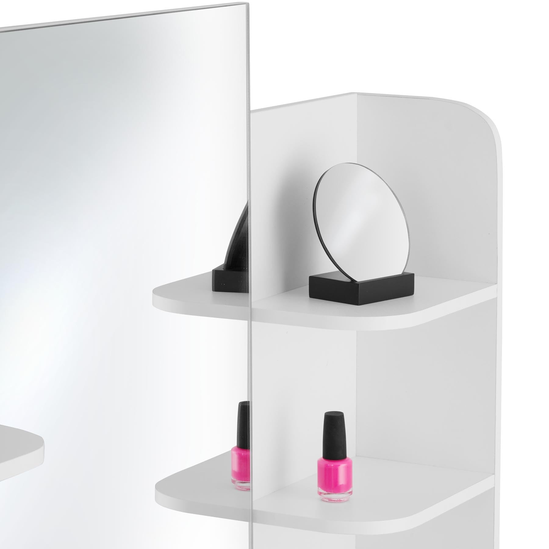 tectake® Schminktisch, im modernen Look, breite, unterteilte Schublade, 4 seitliche Fächer, 100 x 40 x 139,5 cm