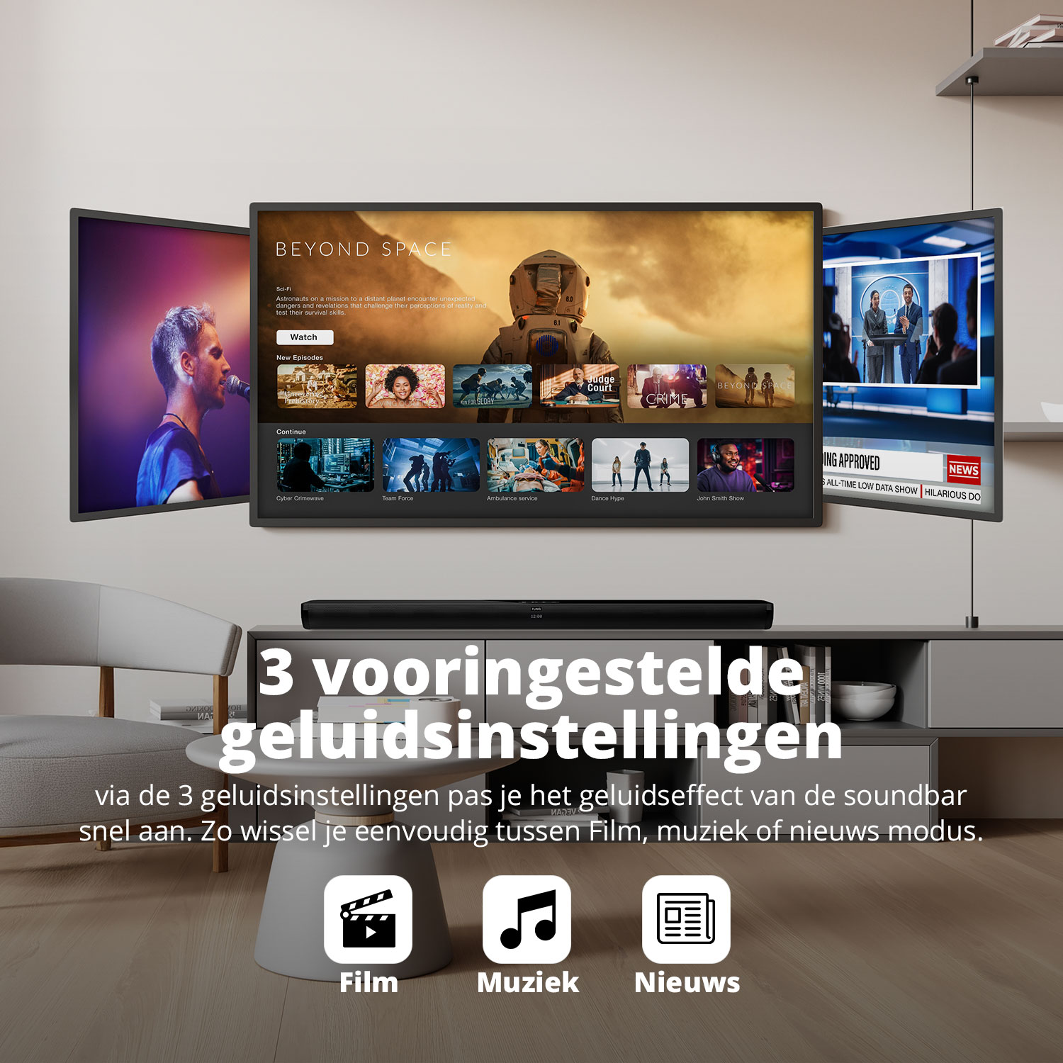 FlinQ Bluetooth Soundbar met ingebouwde Subwoofer