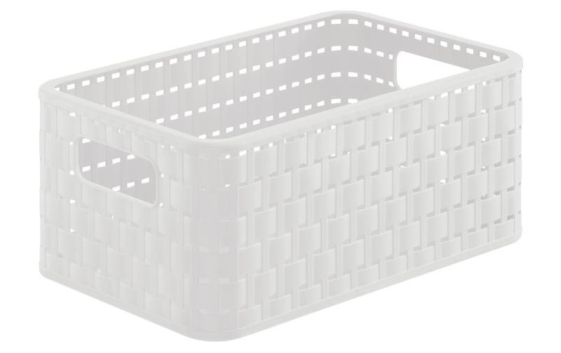 Aufbewahrungskorb Country 28 x 18.5 x 12.6 cm, WeissAufbewahrungskiste mit Griffen
