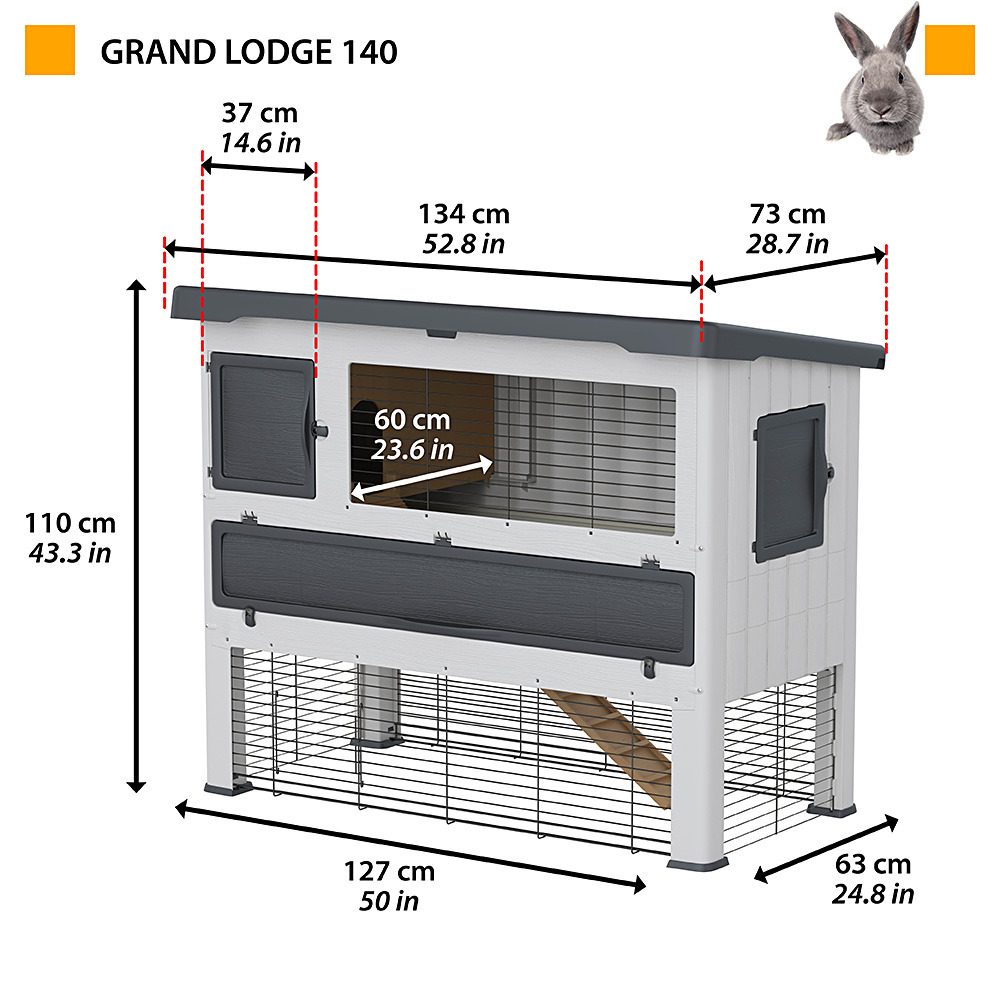 Ferplast cage lapin grand lodge 140, clapier lapin extérieur 2 étages, lapins, cobayes, enclos lapin, animaux domestiques, avec
