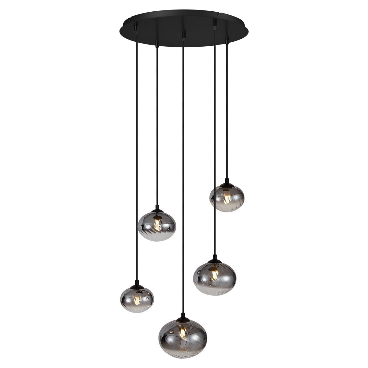Moderne hanglamp zwart met smoke glas - Jia