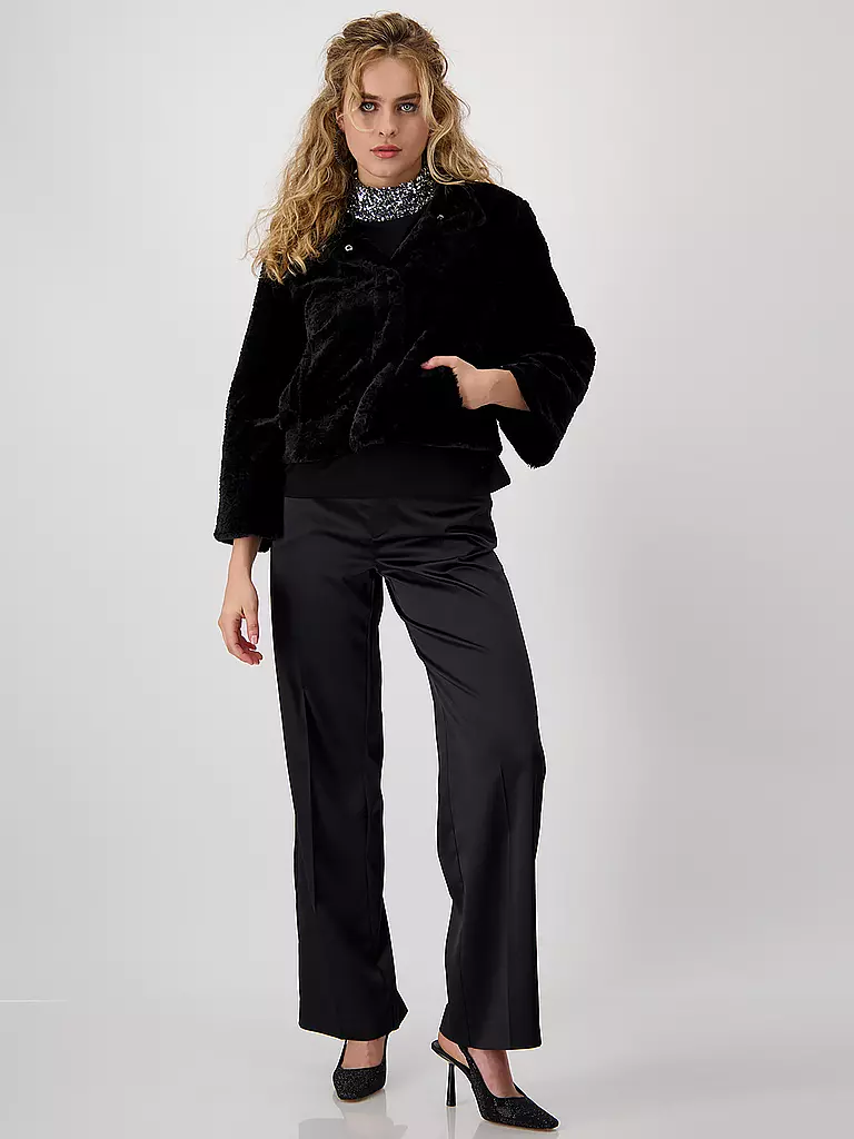 MONARI Jacke in Felloptik schwarz