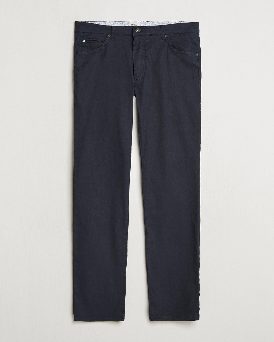 Brax Cadiz Linen-Flex 5-Pocket Pants Navy