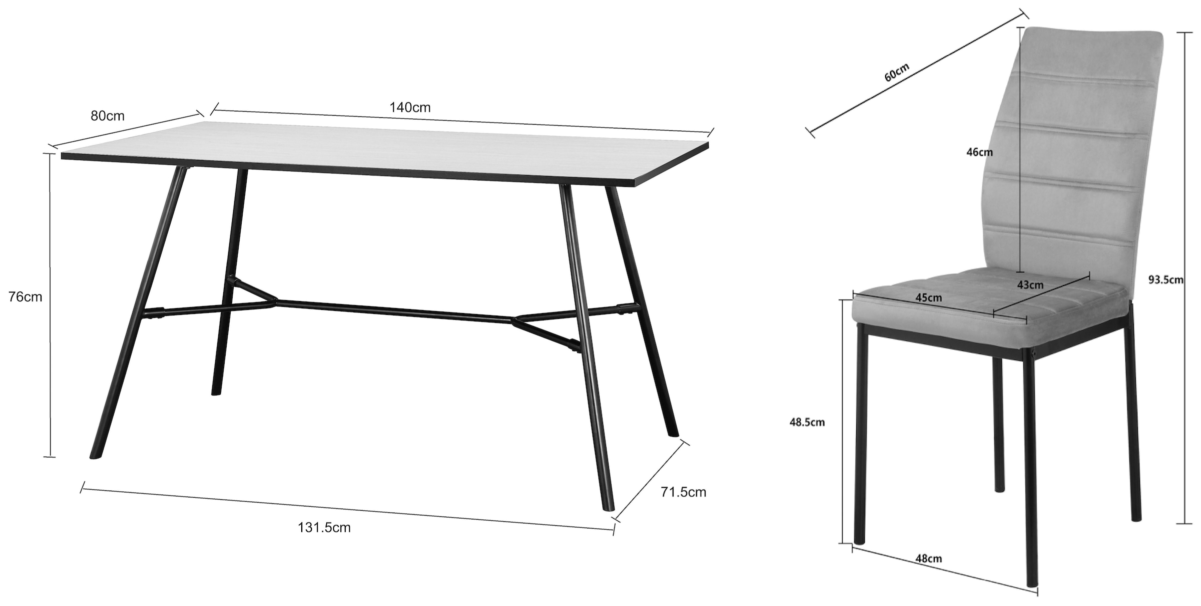 INOSIGN Essgruppe »Canningtone, TOPSELLER!, OTTOs Choice« Esszimmer, Essgruppe, Sitzgruppe TOPSELLER!,  Metall Gestell, Tischplatte MDF mit Melaminbeschichtung, OTTOs Choice