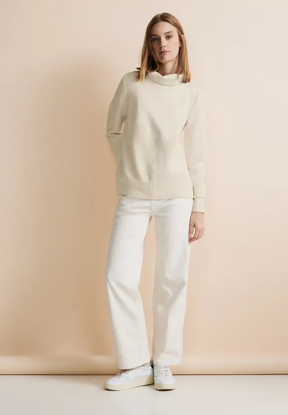 Materialmix Pullover - lucid white