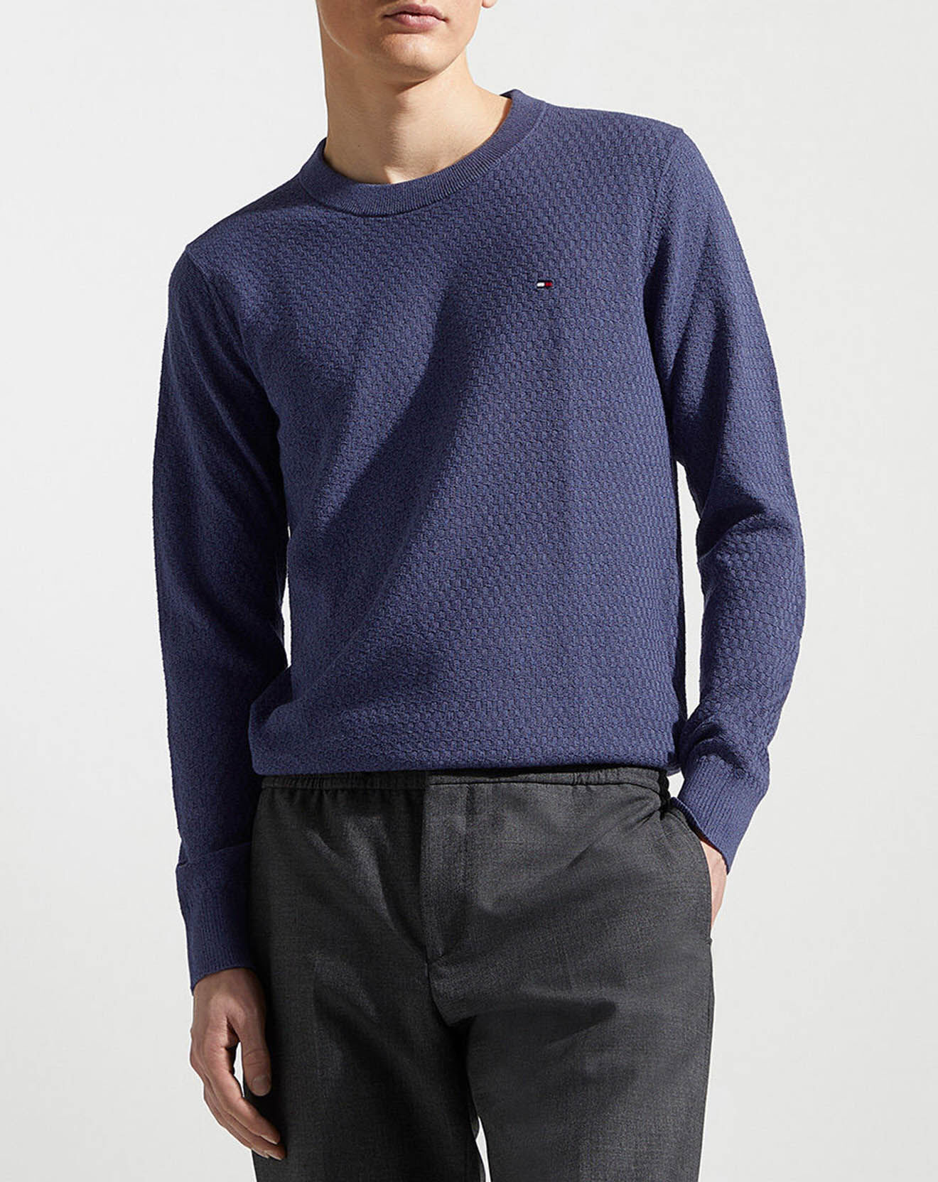 Tommy Hilfiger Pull Cross Structure bleu vintage