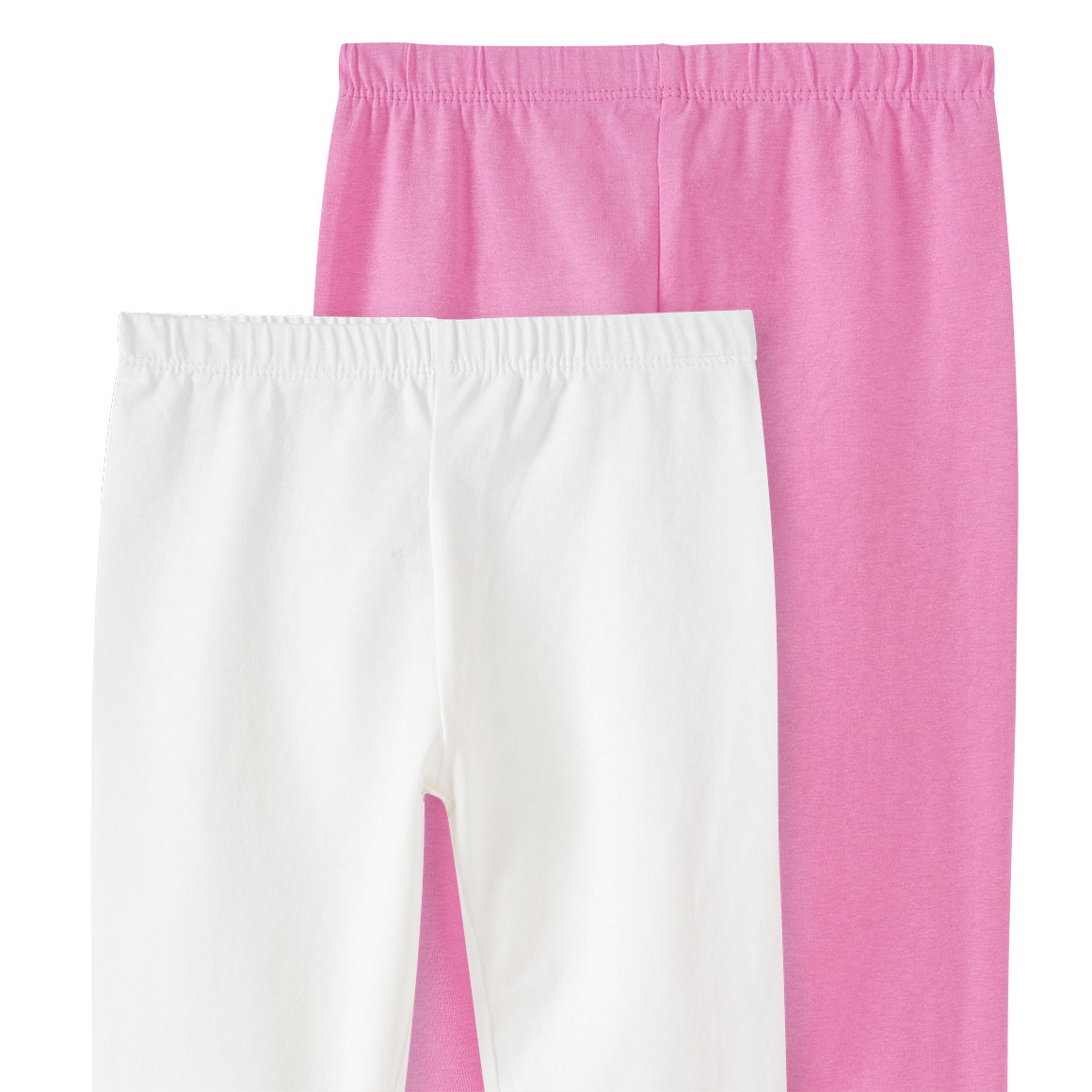 Famy 2 Mädchen Capri-Leggings im Basic-Look rosa / weiss