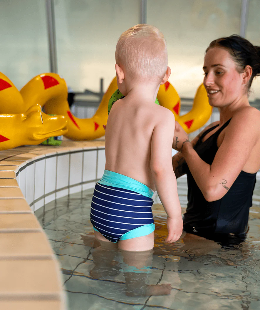 Watery blebadebukser til børn - Neoprene Swim Nappy - Purple Stripes