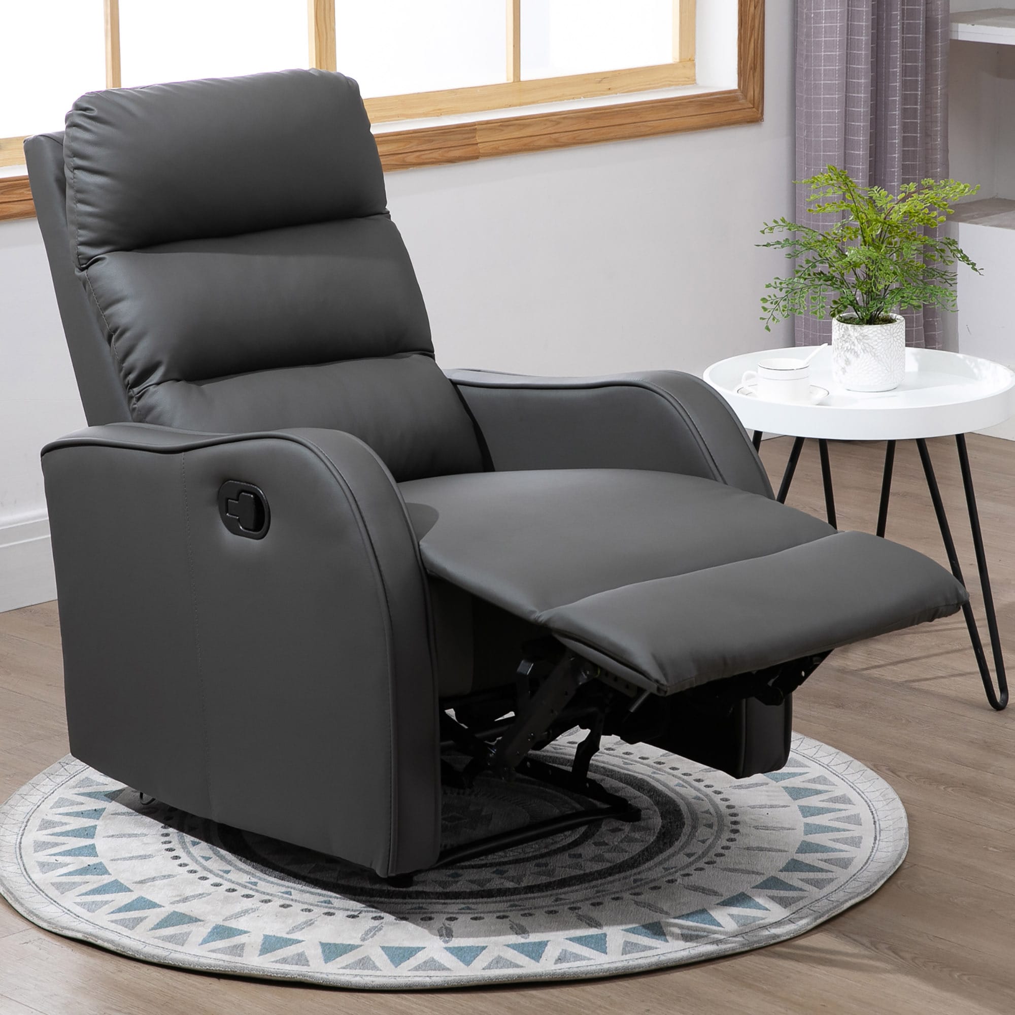 HOMCOM Relaxsessel mit Fußstütze grau 89L x 65B x 100H cm