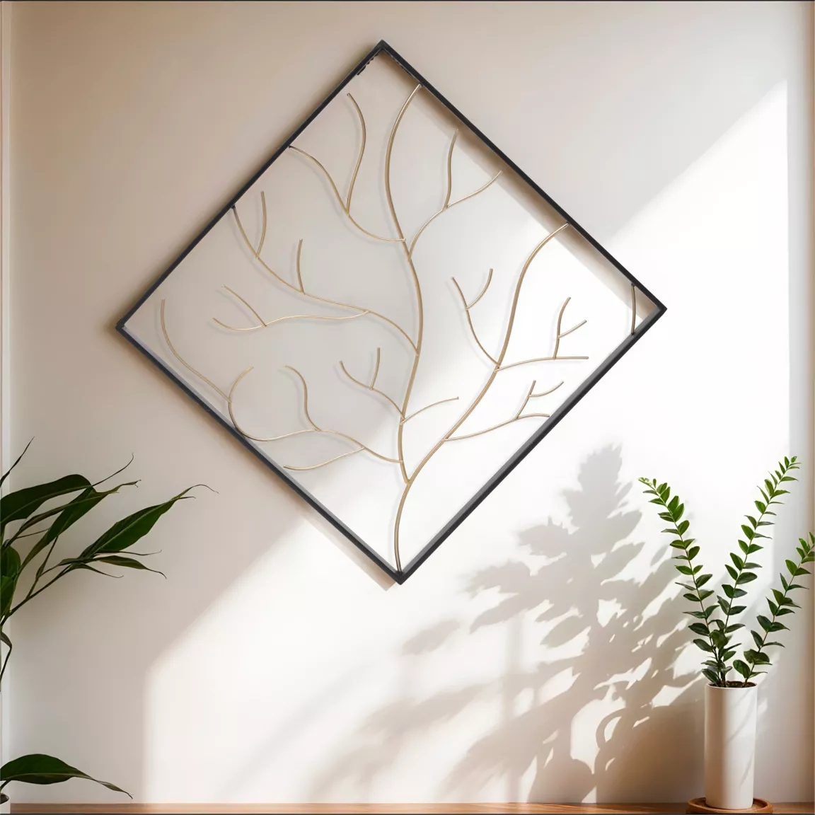 Décoration murale en métal (H49,5 cm) Arbre contemporain Noir et doré