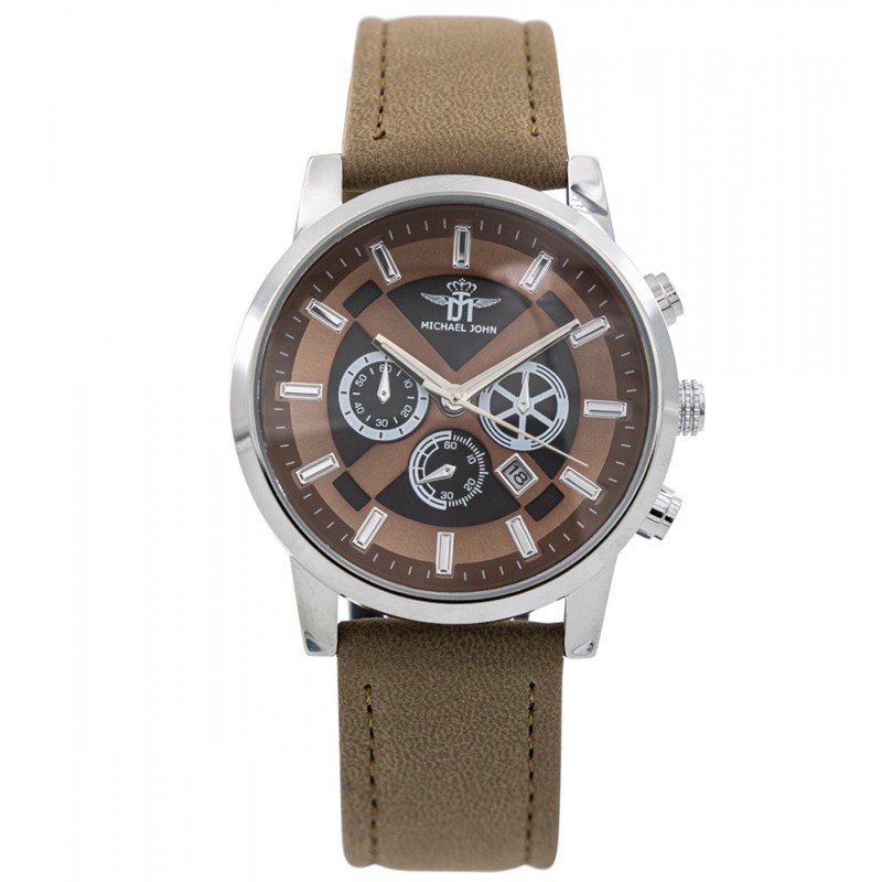 Coffret montre Homme M. JOHN bracelet Cuir Marron