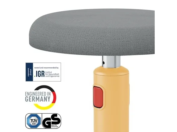 Leitz Ergo Cosy Active Sidde-stå balancestol 2-i-1 varm gul - højdejustering 46-79 cm