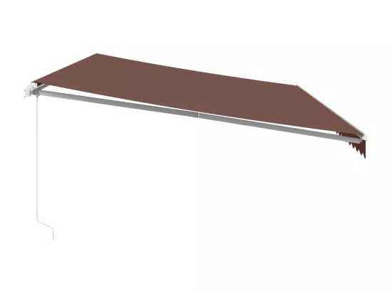 Auvent manuel rétractable avec LED marron 600x350 cm