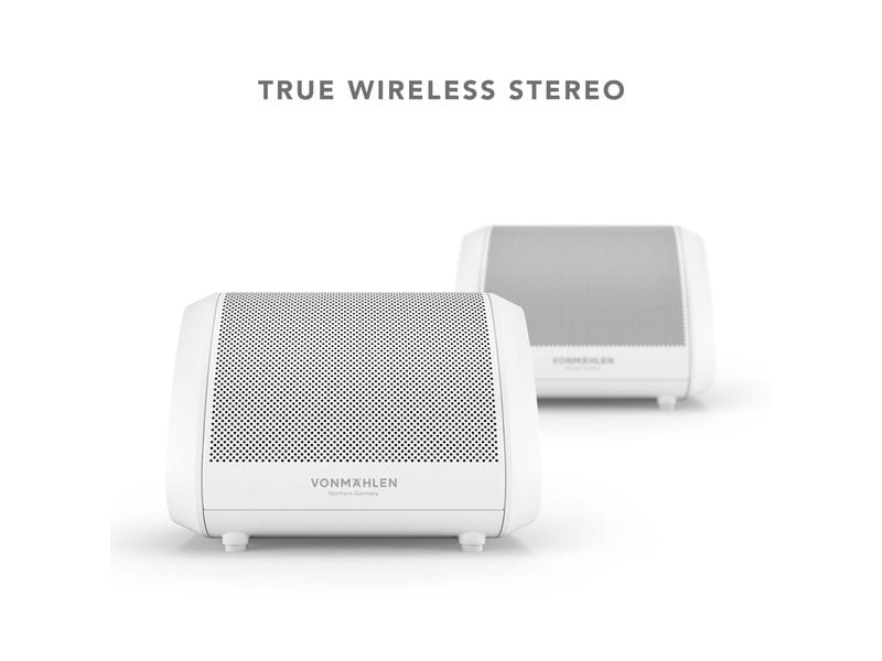 Vonmählen Bluetooth Speaker Air Beats Mini Weiss Kompakter kabelloser Bluetooth-Lautsprecher mit bis zu 13 Stunden Akkulaufzeit