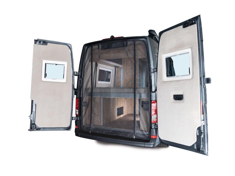 Van Quito Heckmoskitonetz, fine-mesh VW Crafter/Grand Calif Heckmoskitonetz Reissverschluss, VW Crafter/Grand California und MAN TGE, Maschenweite Fine-mesh