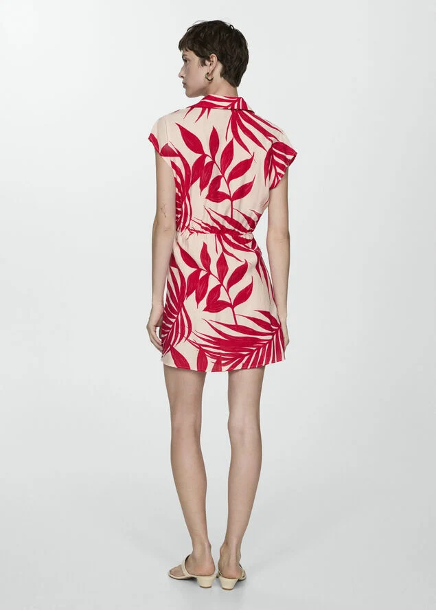 MANGO Print wrap dress Light beige