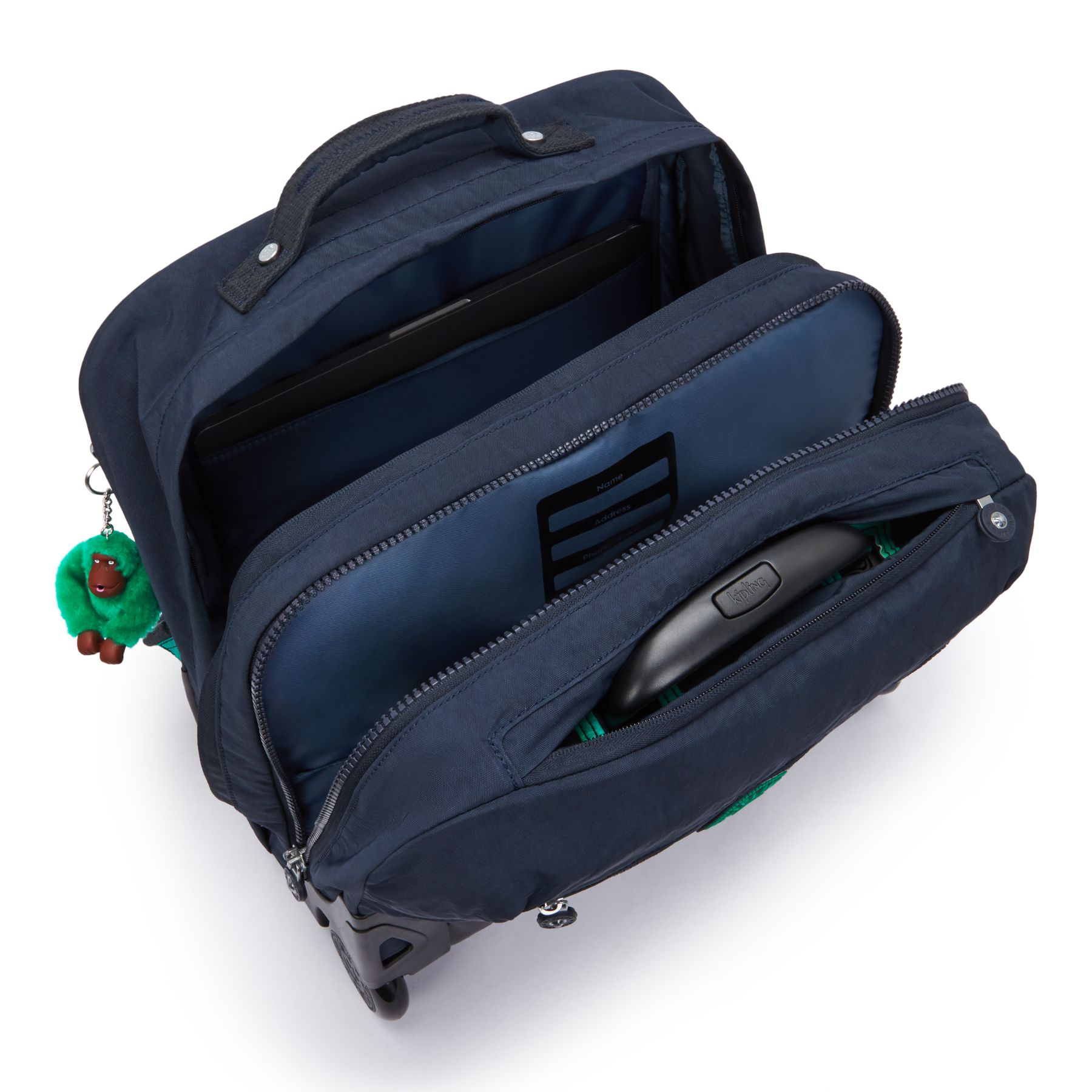 GIORNO Grand sac à dos à roulettes avec compartiment pour ordinateur - Blue Green Block
