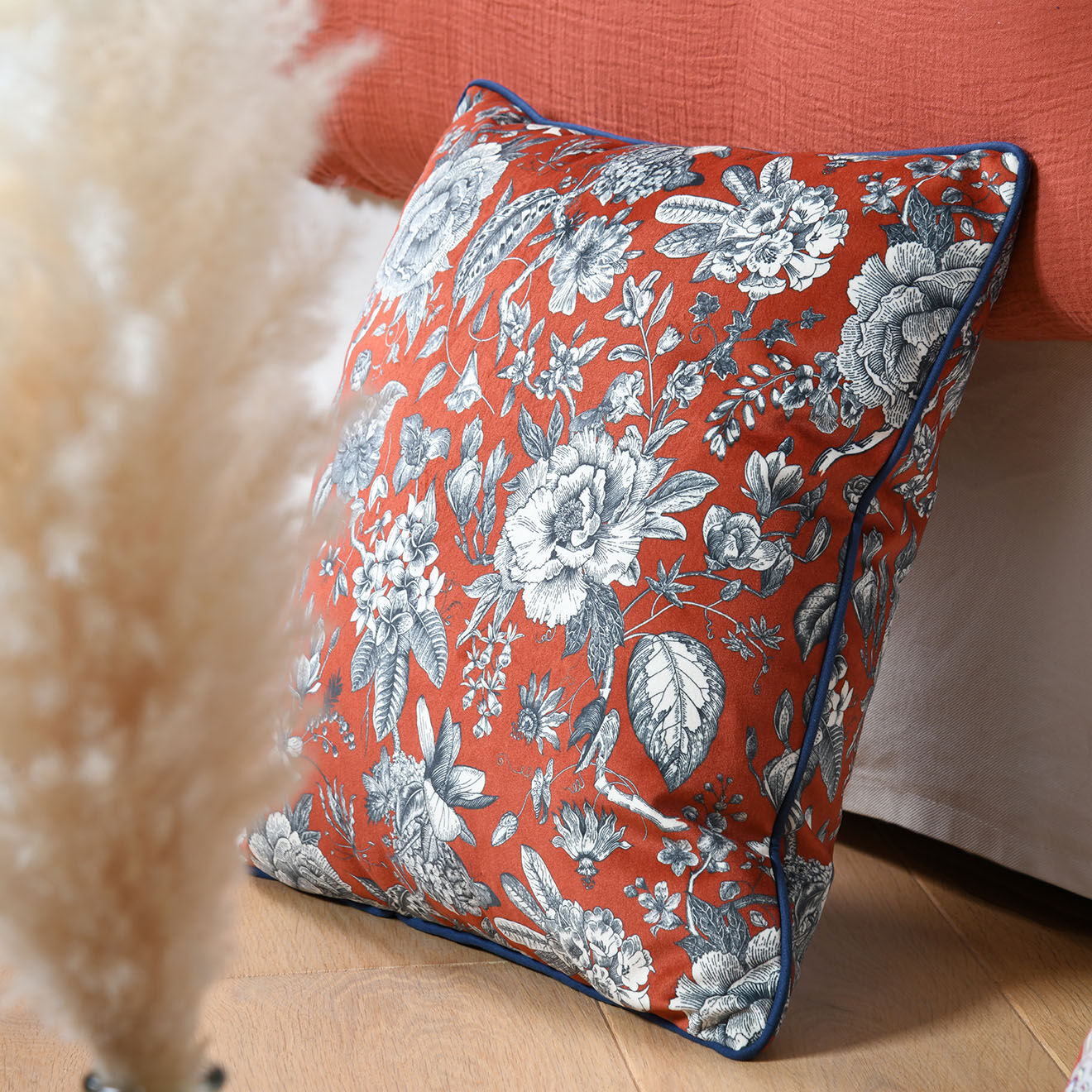 Stof Coussin Pivoine terracotta - 45x45 cm