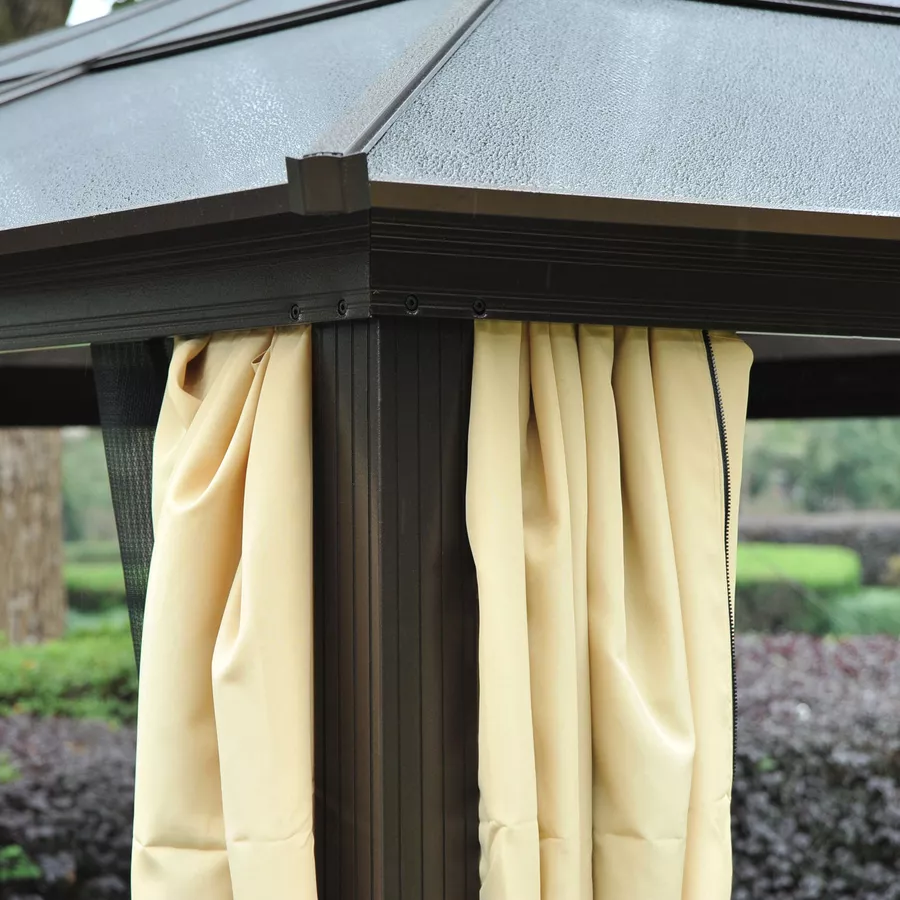 Outsunny Luxus Pavillon mit lichtdurchlässigem Dach braun, schwarz, beige