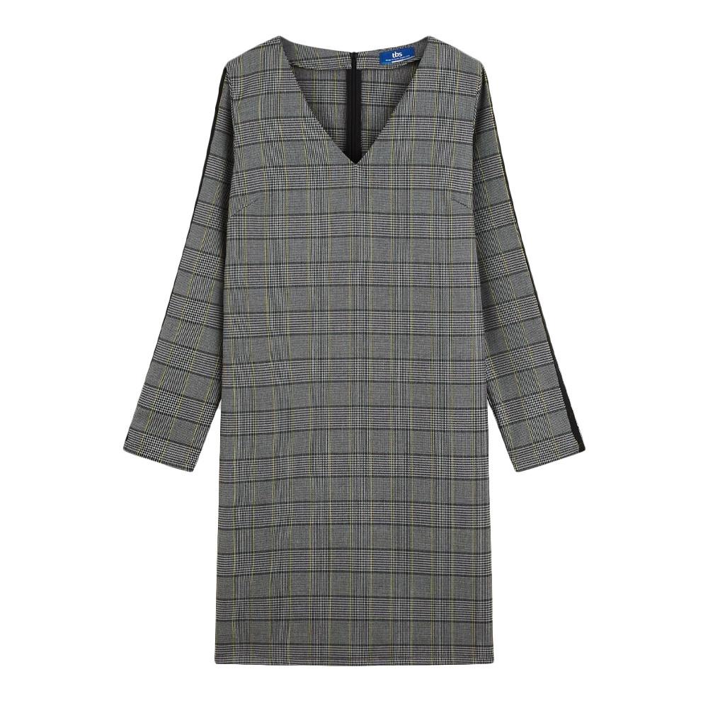 TBS Robe grise à carreaux Femme TBS Jikel