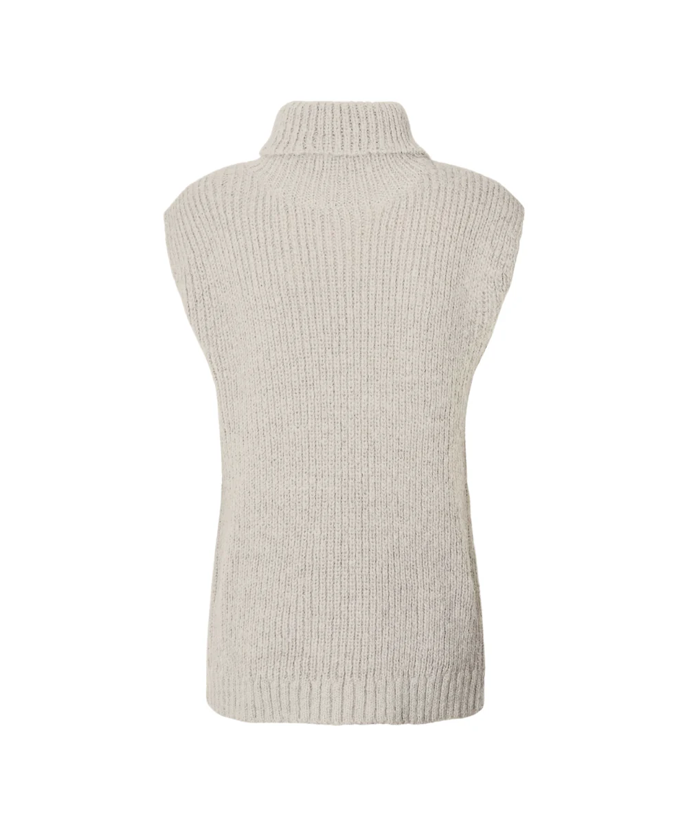 Rabens Saloner  Koto Dual knit funnel neck uldvest - Beige