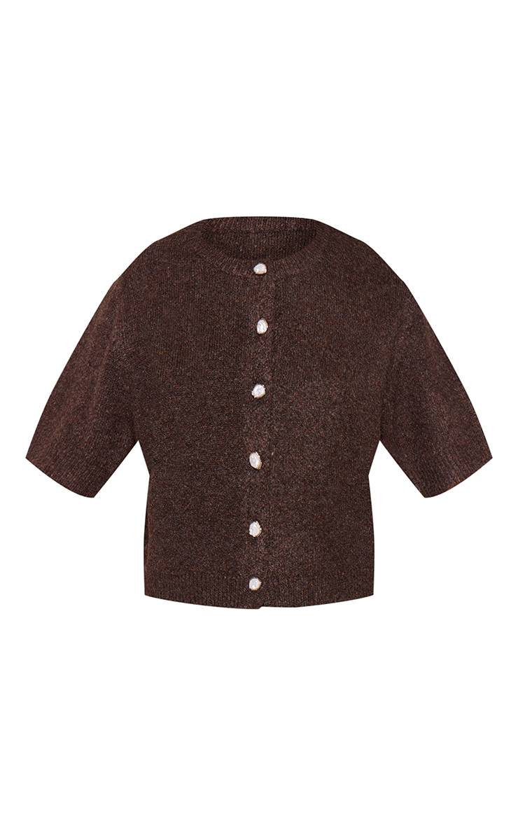 Chocolat T-shirt En Maille Douce Avec Détail Boutons Nacrés