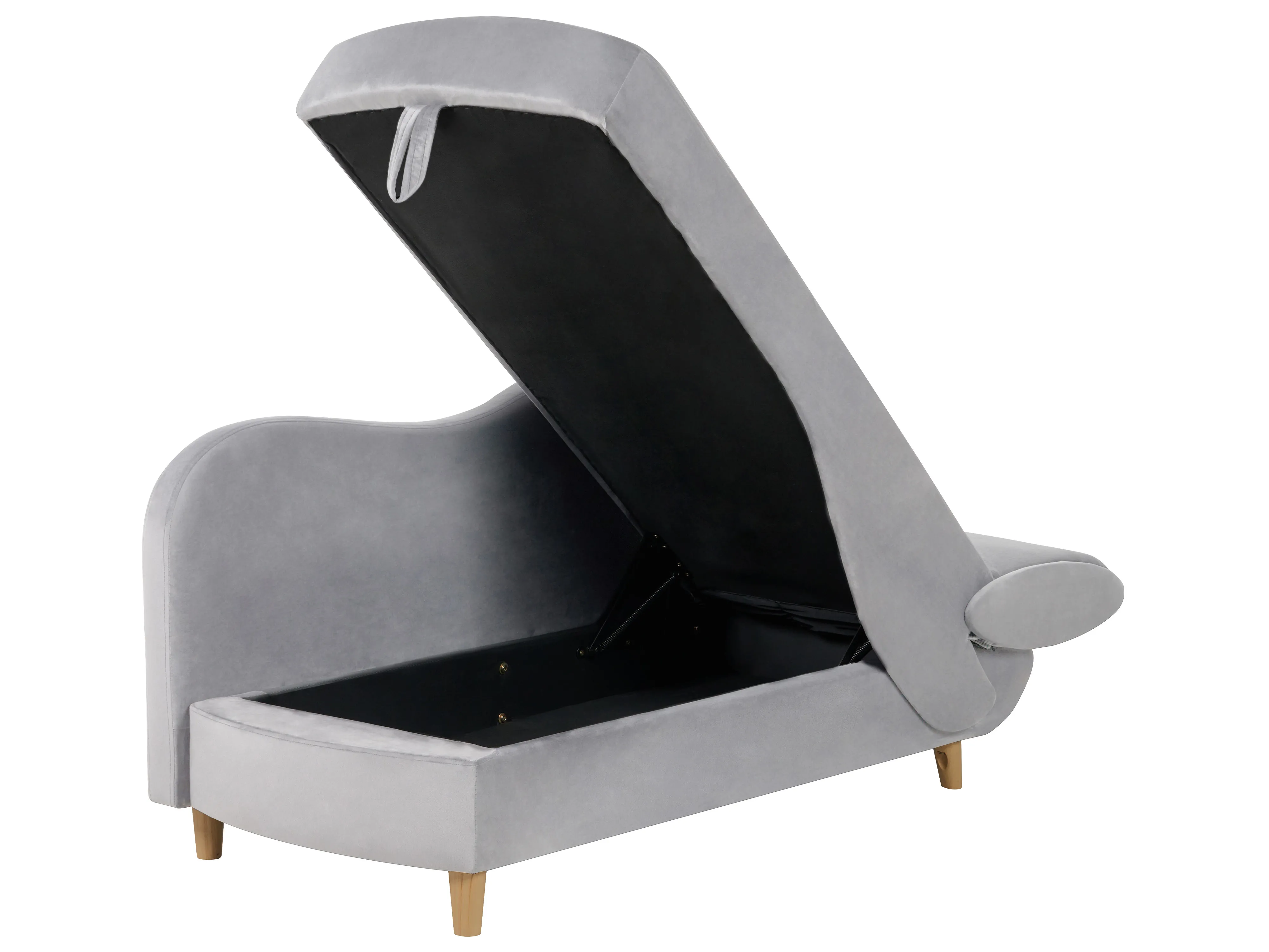 Rechtszijdige chaise longue MERI Fluweel Lichtgrijs met opbergruimte
