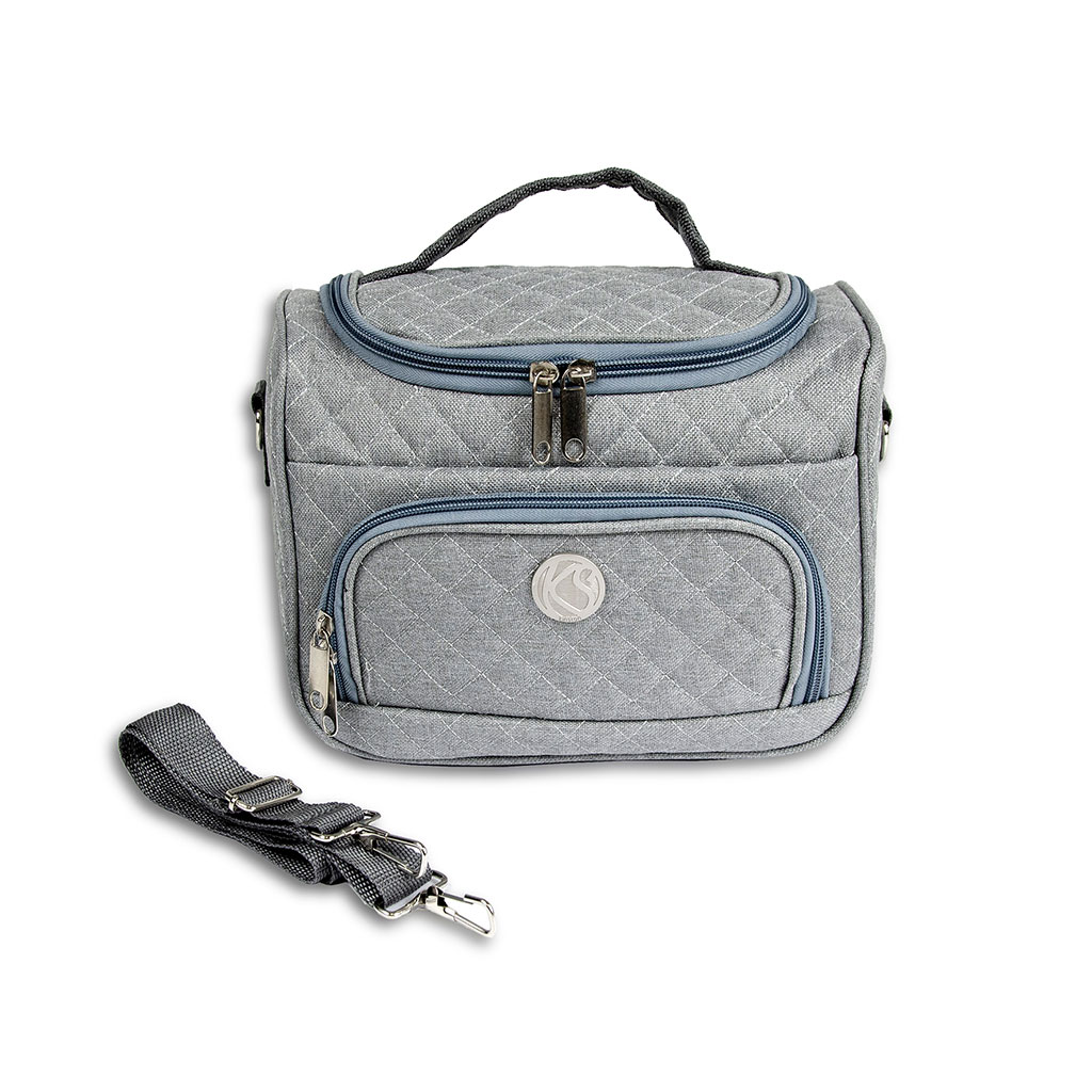 Vanity multi-poches gris chiné 14x27x20cm