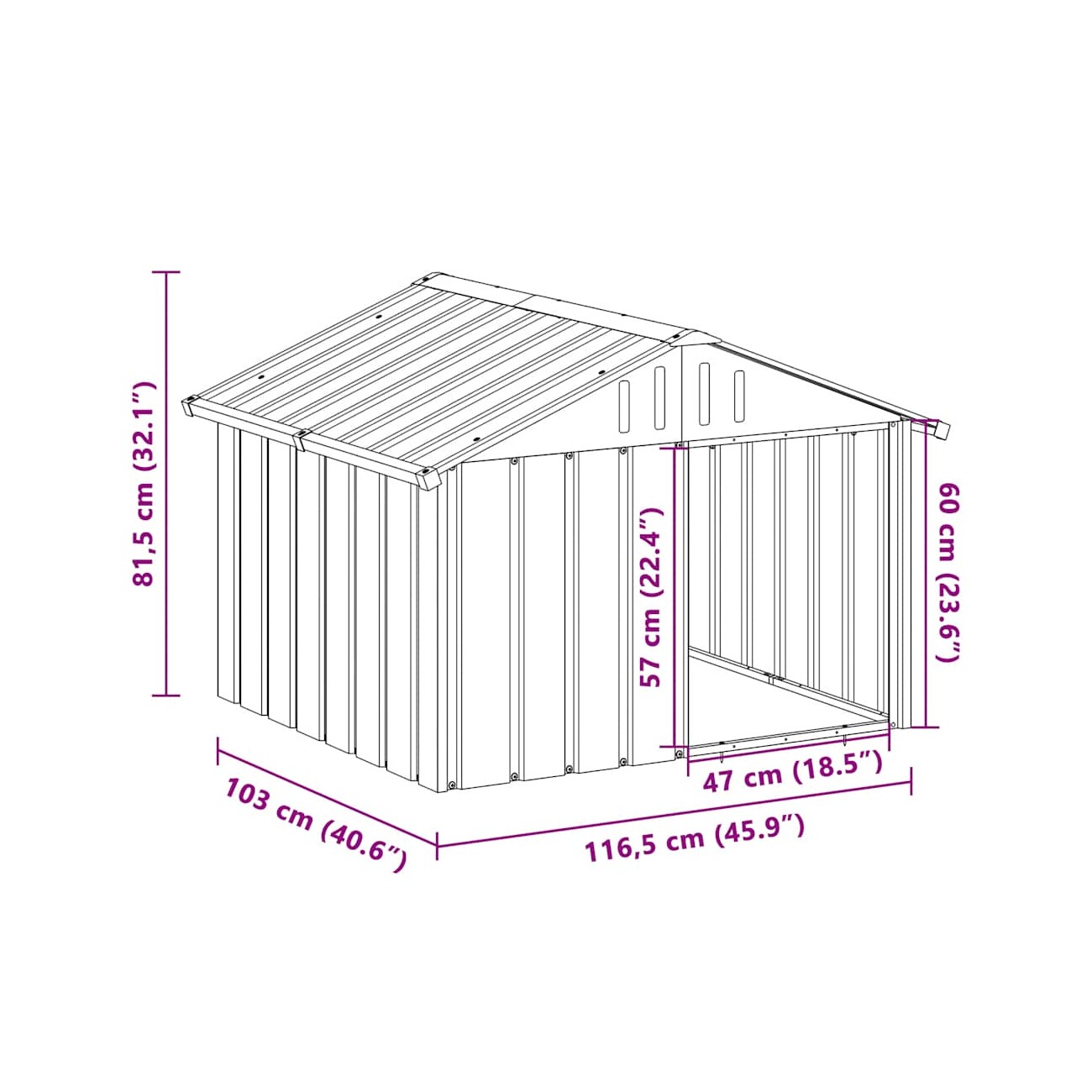 VidaXL Hundehütte Verzinkter Stahl Hundezwinger Hundekäfig anthrazit 1,165 m, 1,03 m, 81,5 cm