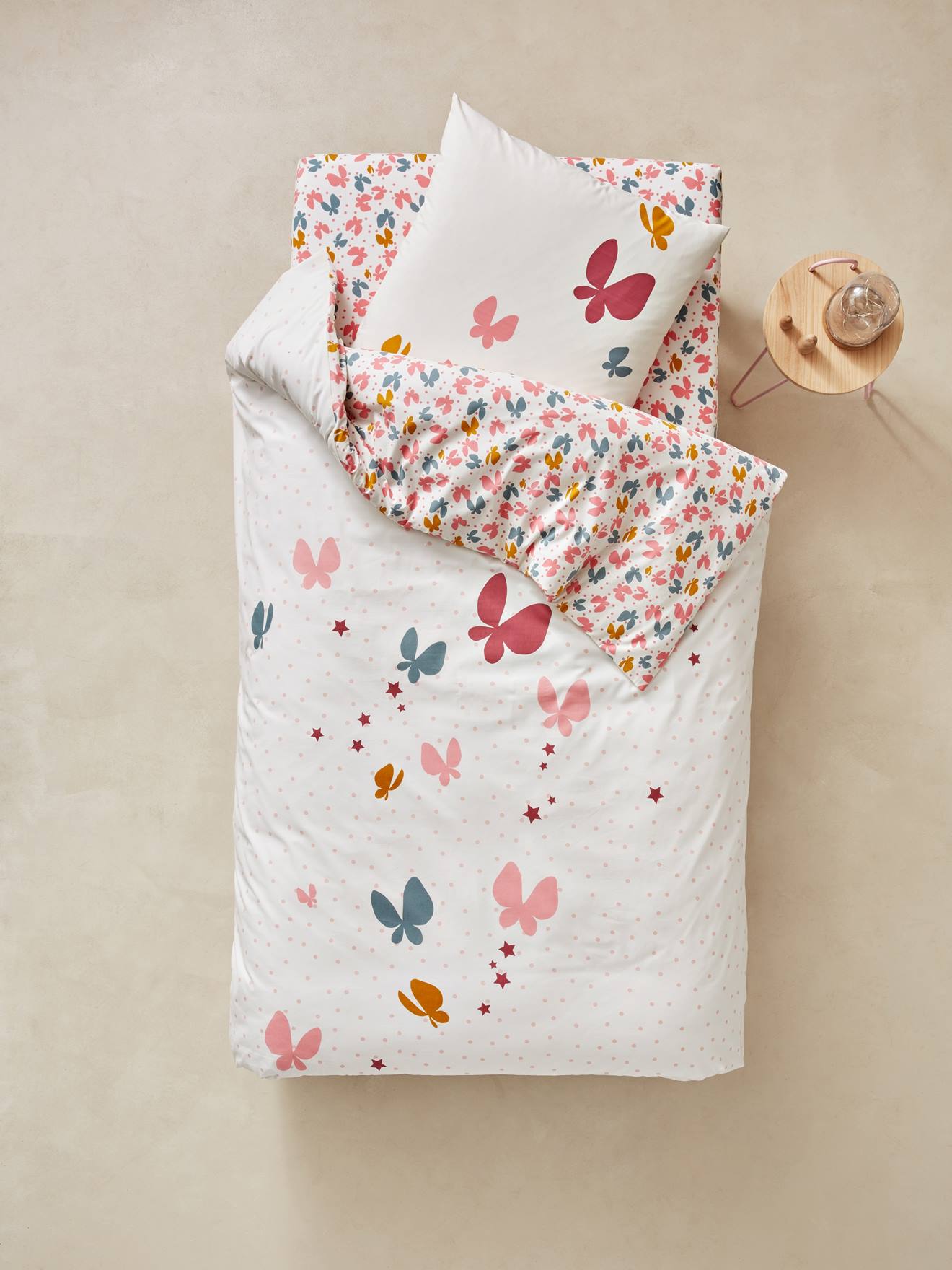 Lençol de elástico infantil, estampa rosa Fly