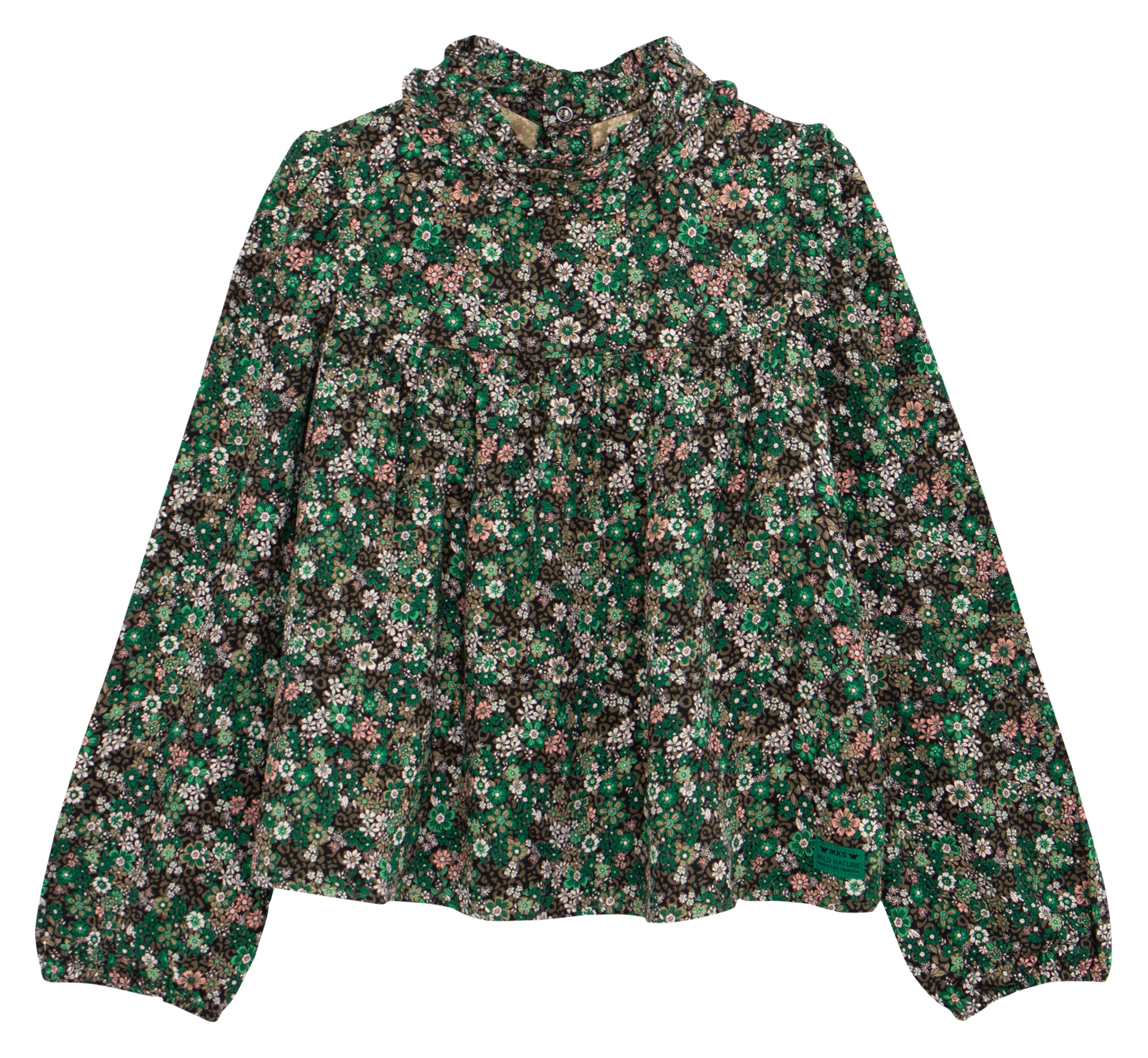 Blouse col rond droite imprimée | Kaki