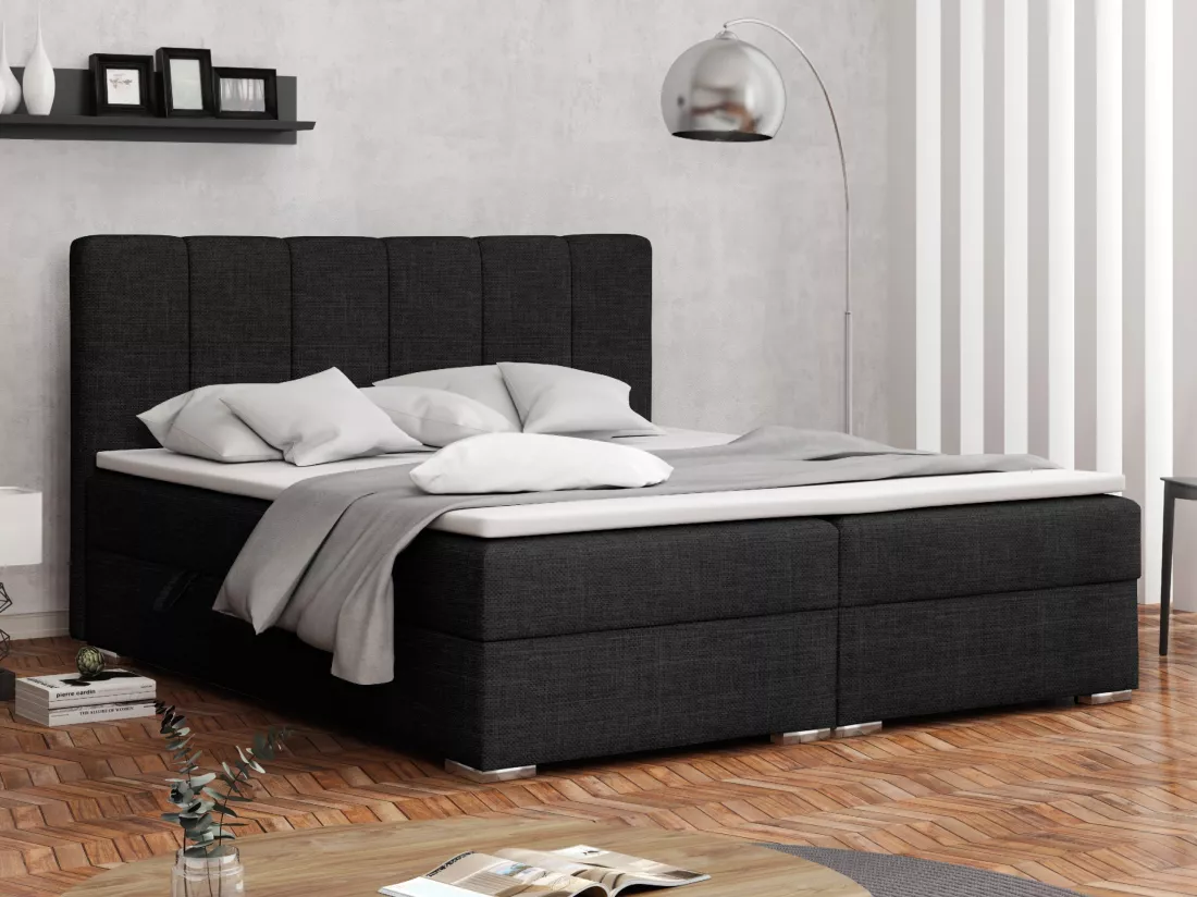 LIT BOXSPRING avec coffres Provo 140x200 cm, Lux 23 (Noir)