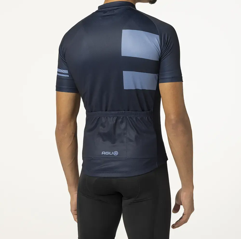 AGU Stripes Essential Fietsshirt Korte Mouwen Donkerblauw Heren