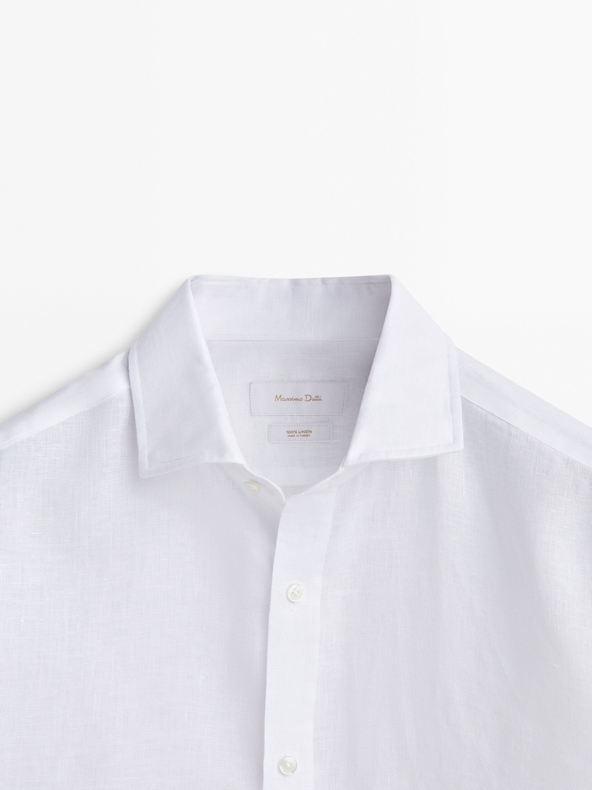 Camisa slim fit 100% linho tingido - BRANCA